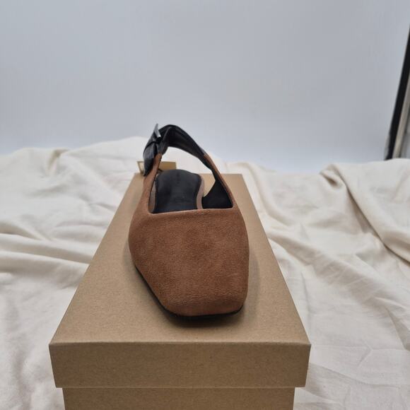 NEW Sanctuary Kitchy Slingback Flats Leather Saddle Tan Square toe Womens size 7 - Picture 4 of 11